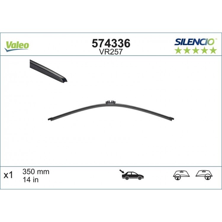 VALEO 574336 | SILECEK SUPURGESI ARKA FLAT BLADE (X1) VM257 VOLVO V70 III; XC70 II (350)