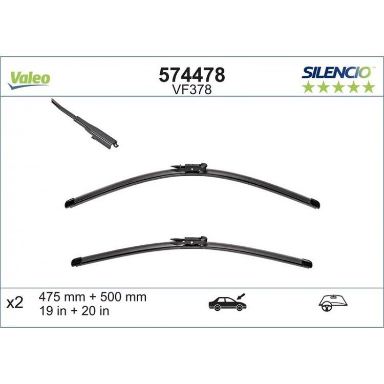 VALEO 574478 | SILECEK SUPURGE TK FLAT BLADE (X2) VM378 XTRM MINI COUNTRYMAN (10>) (475+500)