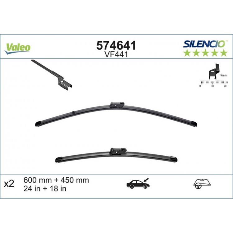 VALEO 574641 | SILECEK SUPURGESI SILENCIO X-TRM FLAT BLADE VM441 (X2) (600+450 MM) FIAT BRAVO (03 07>) VALEO 574641 | SILECEK SUPURGESI SILENCIO X-TRM FLAT BLADE VM441 (X2) (600+450 MM) FIAT BRAVO (03 07>)