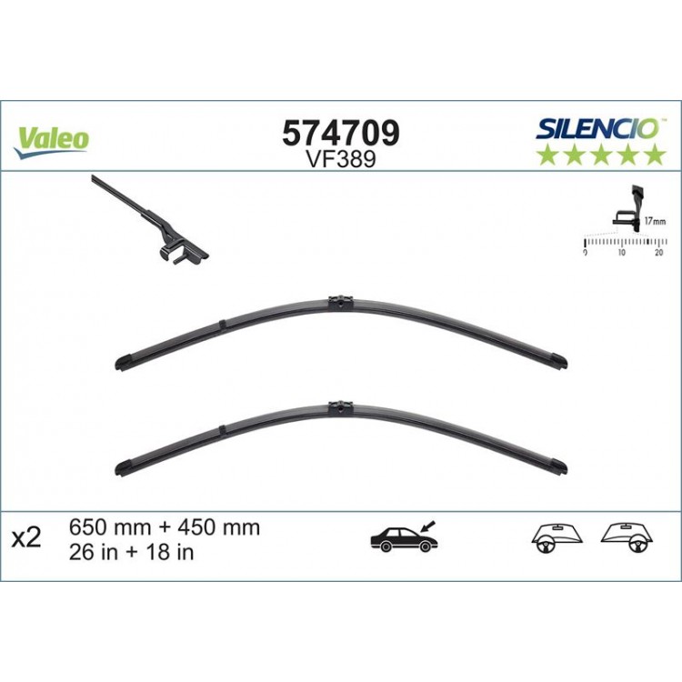 VALEO 574709 | SILECEK SUPURGESI ON FLAT BLADE (X2) VM389 BMW 5 SERISI 03 10- (650+450)