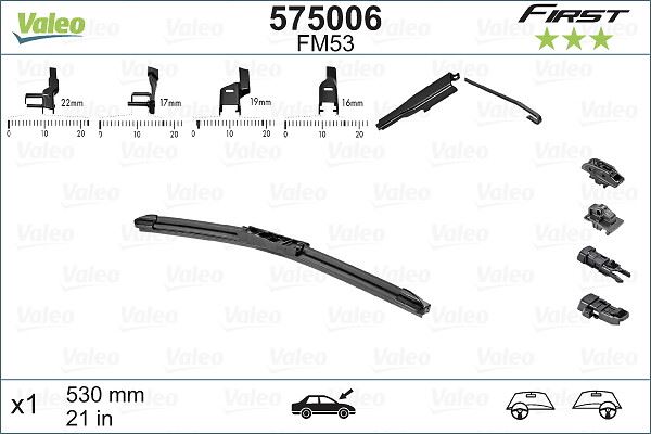 VALEO 575006 | SILECEK SUPURGESI FIrst MULTIconnectIon Flat Blade FM53 (X1) (530 mm)