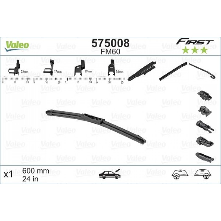 VALEO 575008 | SILECEK SUPURGESI (X1) E.NO:575788 FIRST (MUZ TIPI) VFB60 (600MM)