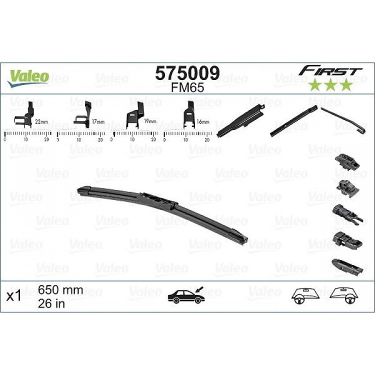 VALEO 575009 | SILECEK SUPURGESI (X1) E.NO:575789 FIRST (MUZ TIPI) VFB65 (650MM)