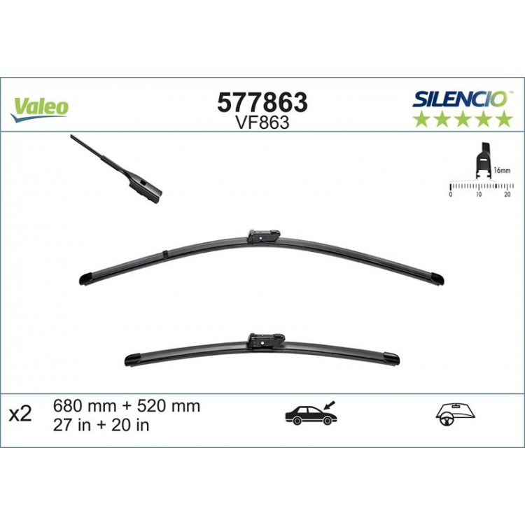 SILECEK SUPURGESI SILENCIO VF863 (X2) (680+520MM) (ÖN) AUDI A8 (4H2, 4H8, 4HC, 4HL) ; AUDI A8 (4E2, 4E8)