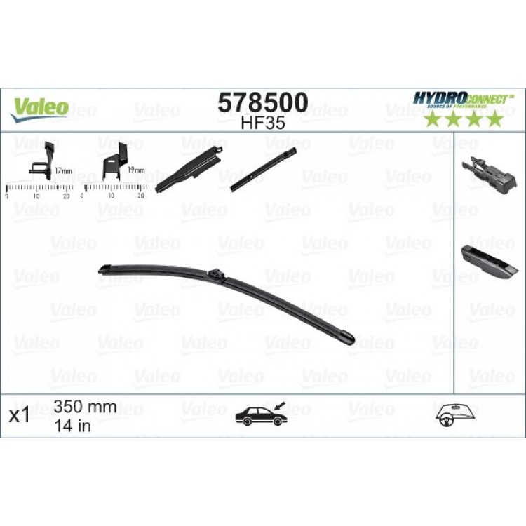 VALEO 578500 | SILECEK SUPURGESI ON MUZ TIPI 350 MM (X1) HF35 (HYDROCONNECT COKLU BAGLANTI)