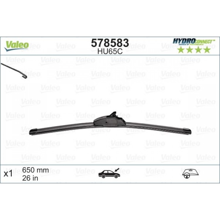 VALEO 578583 | SILECEK SUPURGESI MUZ TIPI 650 MM (X1) HU65C (HYDROCONNECT COKLU BAGLANTI)