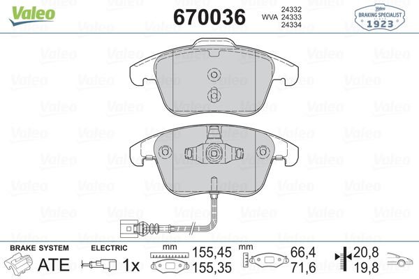 VALEO 670036 | DISK FREN BALATASI ON VOLKSWAGEN SHARAN 2010 -  TIGUAN 2007 -