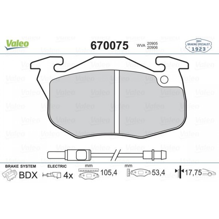 VALEO 670075 | DISK BALATA ON RENAULT R 9 YM 11-19-CLIO I P 106 II 205 CITROEN SAXO