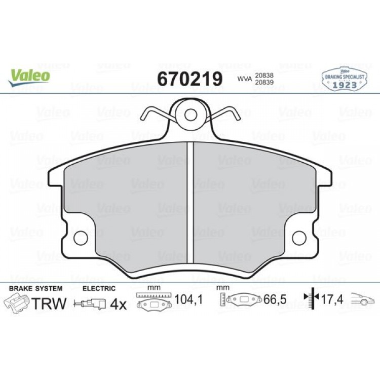 VALEO 670219 | DISK BALATA ON FIAT TEMPRA;TIPO 2.0 IE ALFA ROMEO 155 YM.