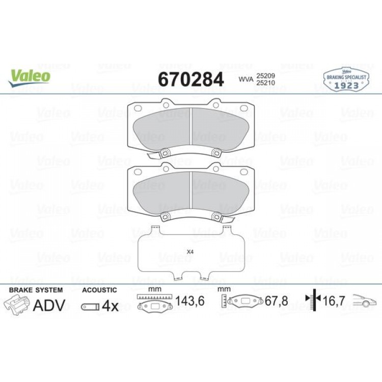 VALEO 670284 | DISK BALATA ON TOYOTA HILUX III 2.5D-4D 3.0D-4D 07- VALEO 670284 | DISK BALATA ON TOYOTA HILUX III 2.5D-4D 3.0D-4D 07-