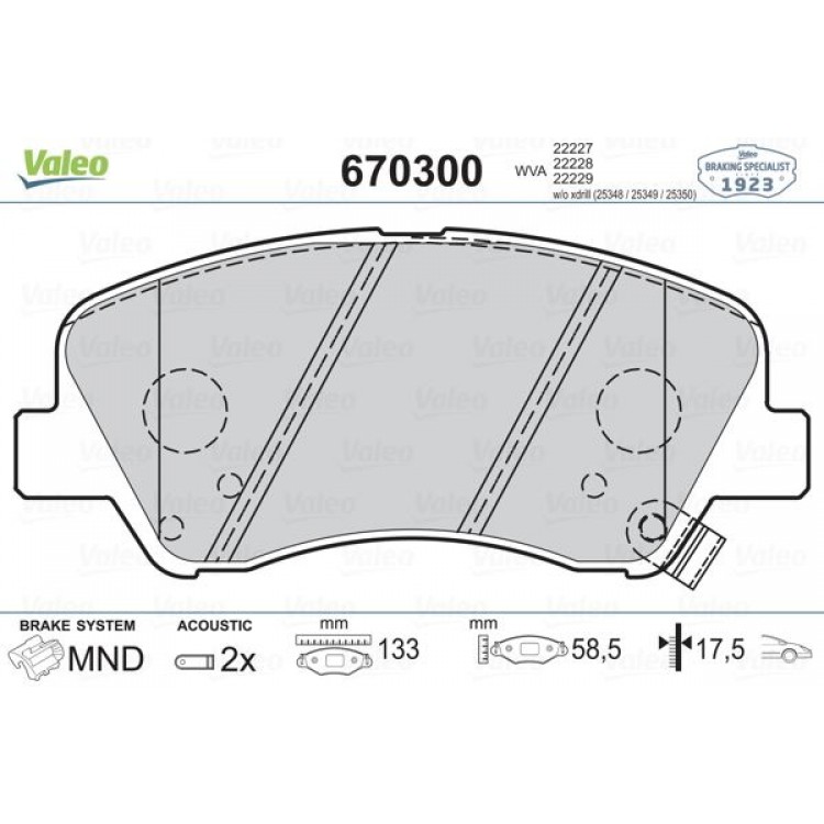 VALEO 670300 | DISK BALATA ON HYUNDAI ACCENT BLUE 1.4  1.6 CRDI 11-