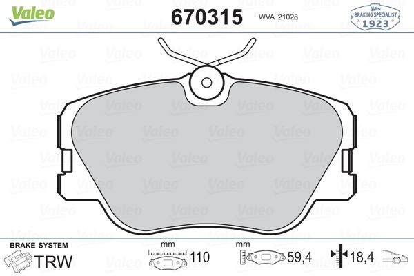 VALEO 670315 | DISK BALATA ON MERCEDES W124 200 300E 200D 300D E200D E300D 220CE-300CE 85-88