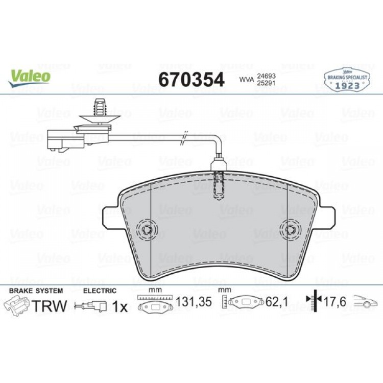 VALEO 670354 | DISK BALATA ON RENAULT KANGOO;1.6 1.6 16V 1.5DCI 08-