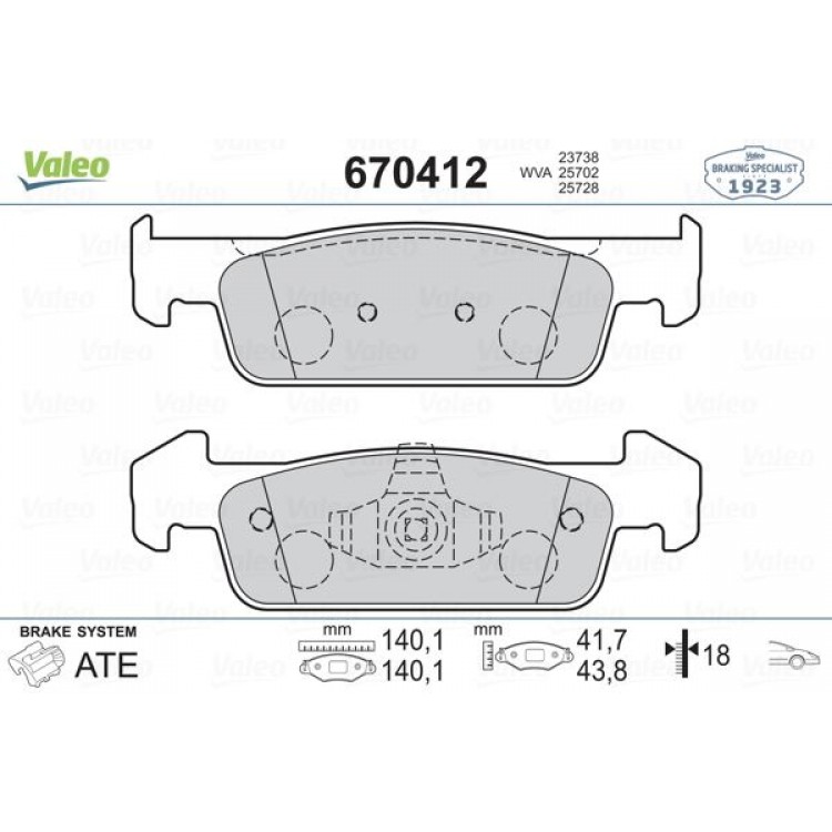 VALEO 670412 | DISK BALATA ON RENAULT CLIO IV-LOGAN II-SANDERO II (BOMBELI) UZUN TIP