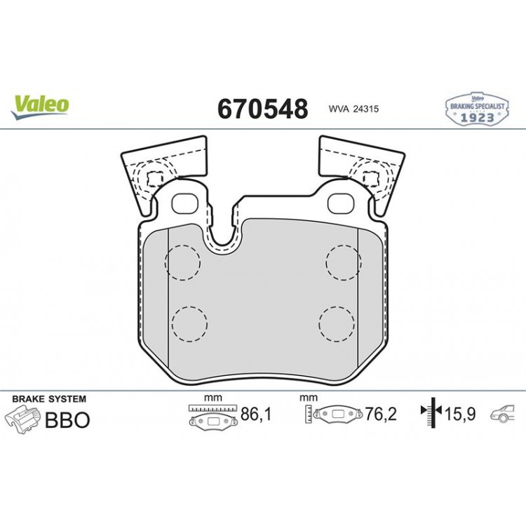 VALEO 670548 | FREN BALATASI ARKA BMW E81 E82 E88 E90 E92