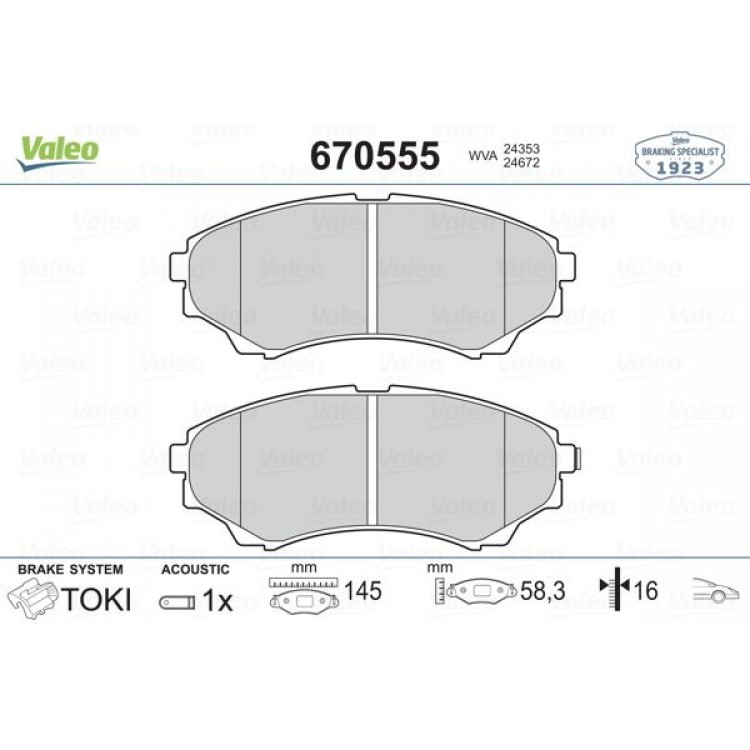 VALEO 670555 | DISK BALATA ON FORD RANGER 2.5TD 4X4 02-05