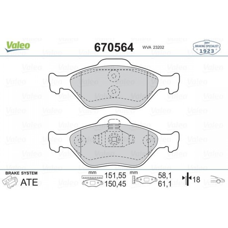VALEO 670564 | DISK BALATA ON ABS LI FORD FIESTA IV;V 00-; FUSION 02-
