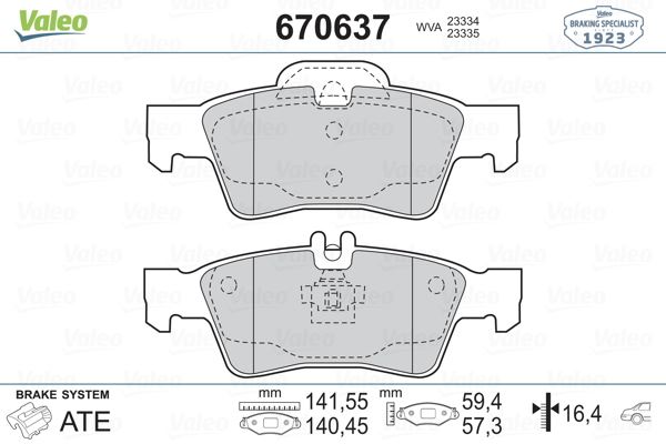 VALEO 670637 | DİSK FREN BALATASI (ARKA) MERCEDES E-SERİSİ C218, CLS 300-350, W211, E200, E240, E320, E350, E500, W212, W220, W221, X218