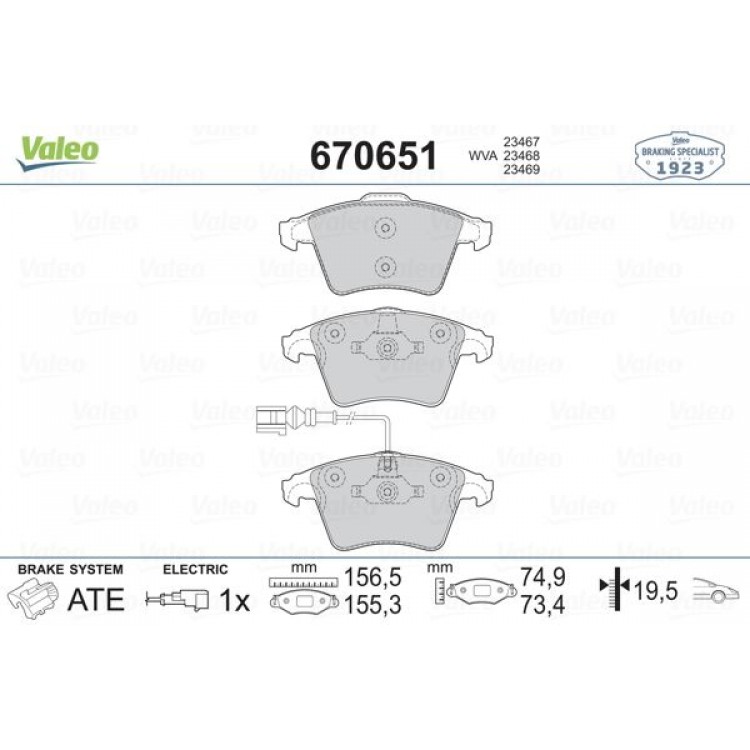 VALEO 670651 | DISK BALATA ON FISLI 16 JANT VOLKSWAGEN TRANSPORTER T5 03-