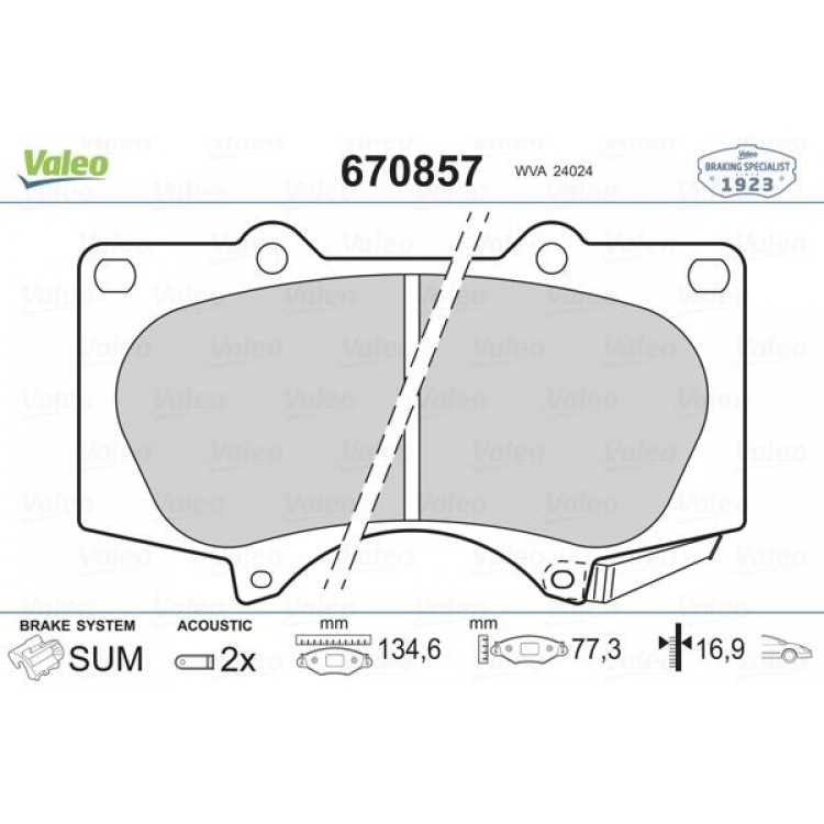 VALEO 670857 | DİSK FREN BALATASI ON LEXUS GX 2001 -