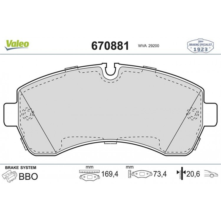 VALEO 670881 | FREN BALATASI ON MERCEDES SPRINTER 906 06- 907 18- VW CRAFTER 06-16