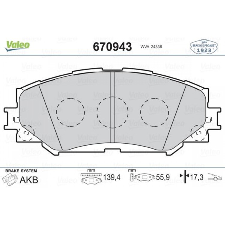 VALEO 670943 | DISK BALATA ON TOYOTA AURIIS 1.6 VVTI 03-2007-; RAV 4 III 2.0 VVT-I,2.2D-4D,2.2D-CAT 06- VALEO 670943 | DISK BALATA ON TOYOTA AURIIS 1.6 VVTI 03-2007-; RAV 4 III 2.0 VVT-I,2.2D-4D,2.2D-CAT 06-