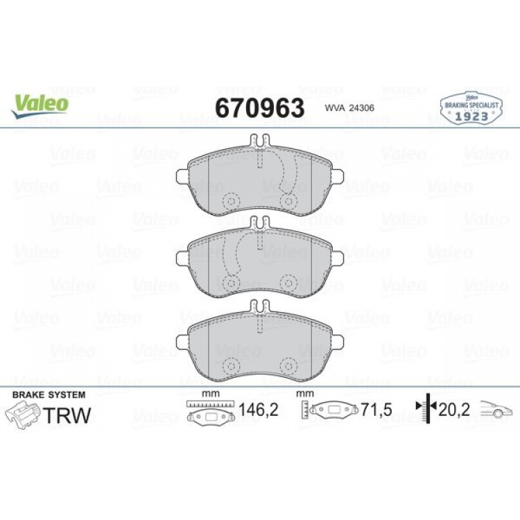 VALEO 670963 | DISK BALATA ON MERCEDES C CLASS W204 C180 KOMPRESSOR C200 KOMPRESSOR C230 C230 4-MATIC C200 CDI C220 CDI C280 C280 4-MATIC 01-2007-; S204 C230 C180 KOMP.C200 KOMP.C280 08-2007-