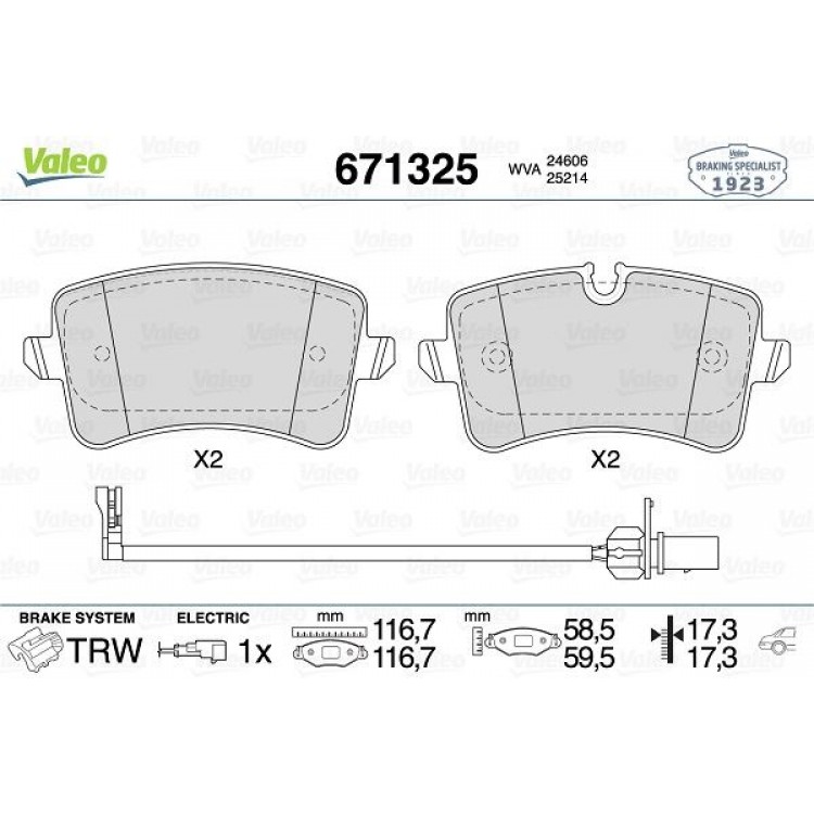 VALEO 671325 | DISK BALATA ARKA VAG A6-A7-A8 BM 10-