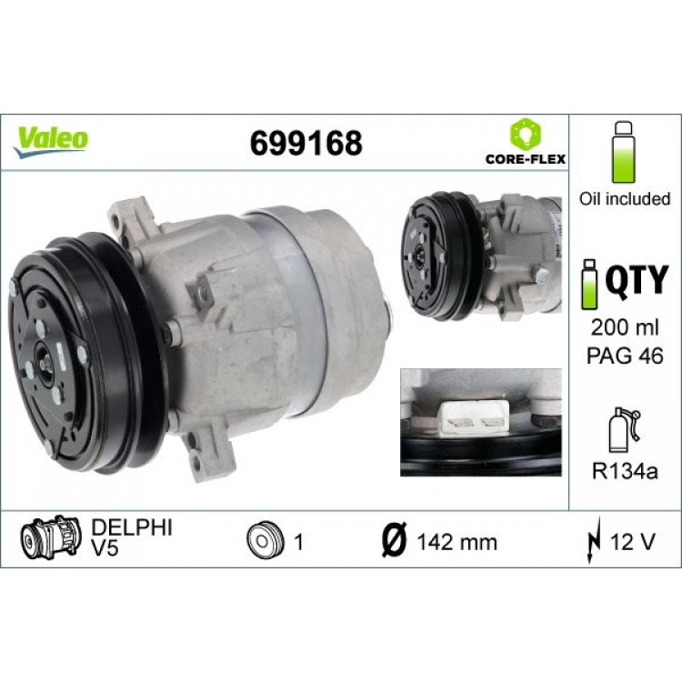 VALEO 699168 | KLIMA KOMPRESORU FIAT TEMPRA (159), TIPO (160) 1.4/1.6 94-96, FIAT DUCATO 2.5/2.8 94-02
