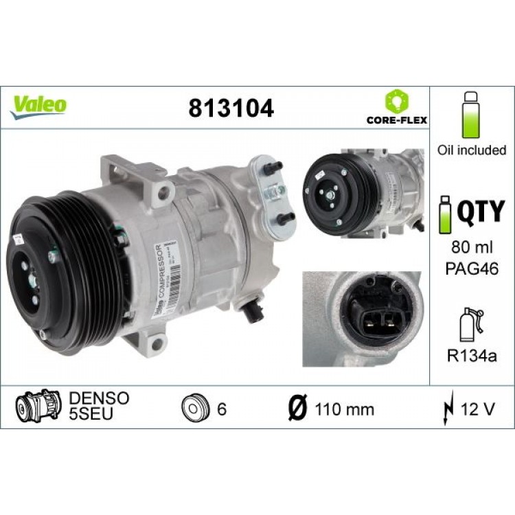 VALEO 813104 | KLIMA KOMPRESORU ALFA ROMEO MITO (955_) 1.3 MJET 08-, FIAT DOBLO MPV, PUNTO, GRANDE PUTO 1.3 MJET 12- VALEO 813104 | KLIMA KOMPRESORU ALFA ROMEO MITO (955_) 1.3 MJET 08-, FIAT DOBLO MPV, PUNTO, GRANDE PUTO 1.3 MJET 12-