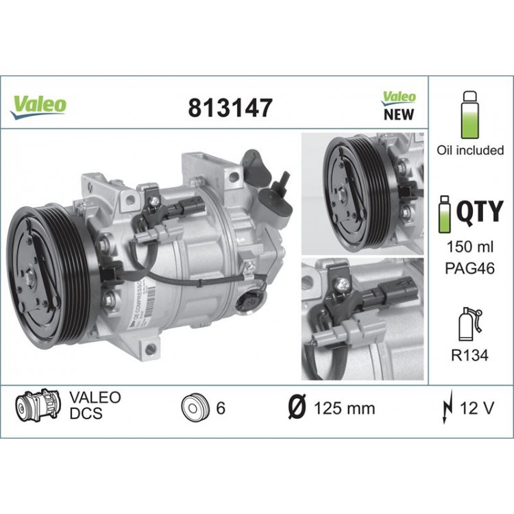 VALEO 813147 | KLIMA KOMPRESORU RENAULT LAGUNA 1.5 DCI 07- VALEO 813147 | KLIMA KOMPRESORU RENAULT LAGUNA 1.5 DCI 07-