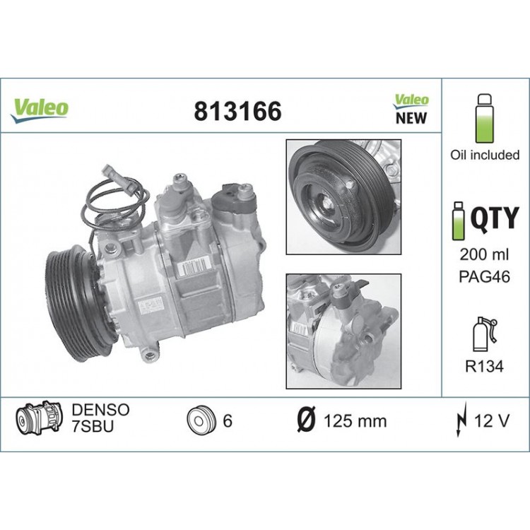 VALEO 813166 | KLIMA KOMPRESORU A4 A6 SUPERB PASSAT 97>05