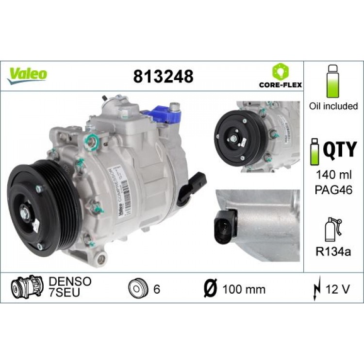 VALEO 813248 | KLIMA KOMPRESORU (PV6) VOLKSWAGEN TRANSPORTER T5,T6 09-