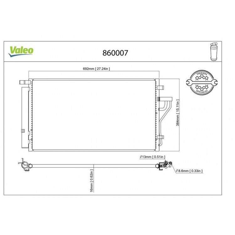 VALEO 860007 | CONDENSER KIA SPORTAGE 02.2011>