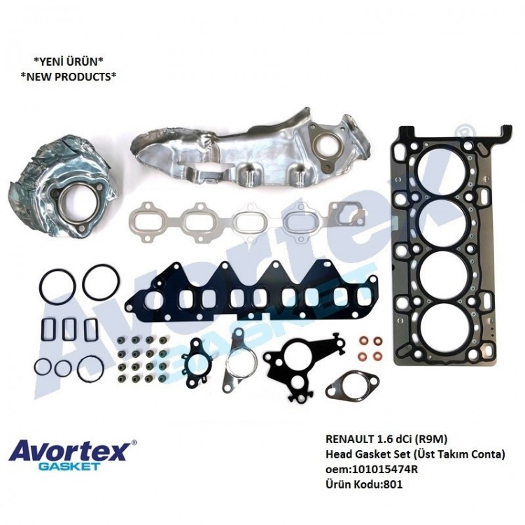 AVORTEX 801 | SKCLİ ÜST TAKIM CONTA 801 1.6DCİ R9M MEGANE-3/4 FLUENCE KADJAR TALISMAN TRAFIC-3 AVORTEX 801 | SKCLİ ÜST TAKIM CONTA 801 1.6DCİ R9M MEGANE-3/4 FLUENCE KADJAR TALISMAN TRAFIC-3