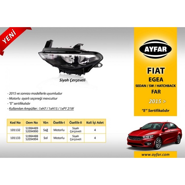 AYFAR 101133 | FAR SOL 101133 EGEA 15-> MOTORLU SİYAH ÇERÇEVELİ AYFAR 101133 | FAR SOL 101133 EGEA 15-> MOTORLU SİYAH ÇERÇEVELİ