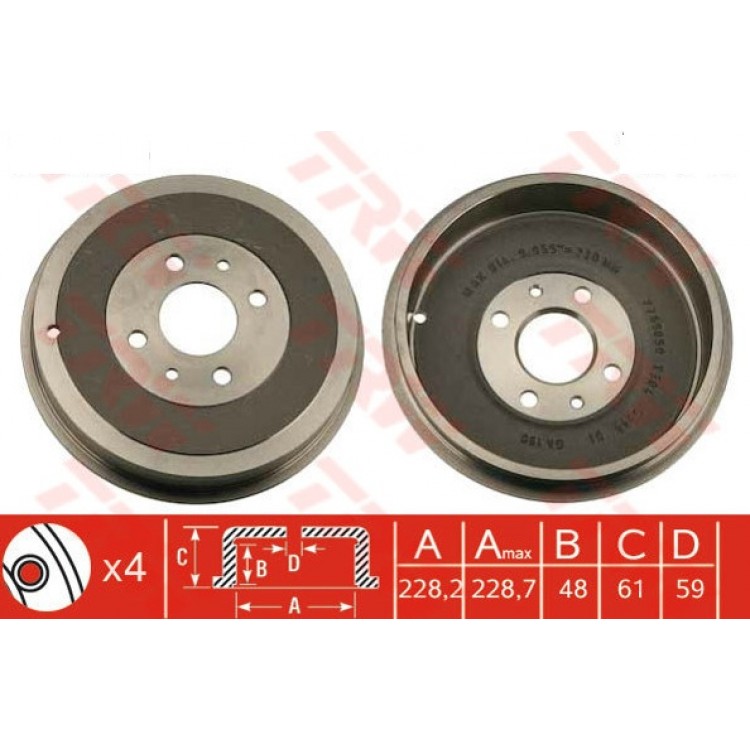 BENDİX 329213B | FREN KAMPANA ARKA 329213B ALBEA 1.2 1.4 DOBLO (4 BİJON)