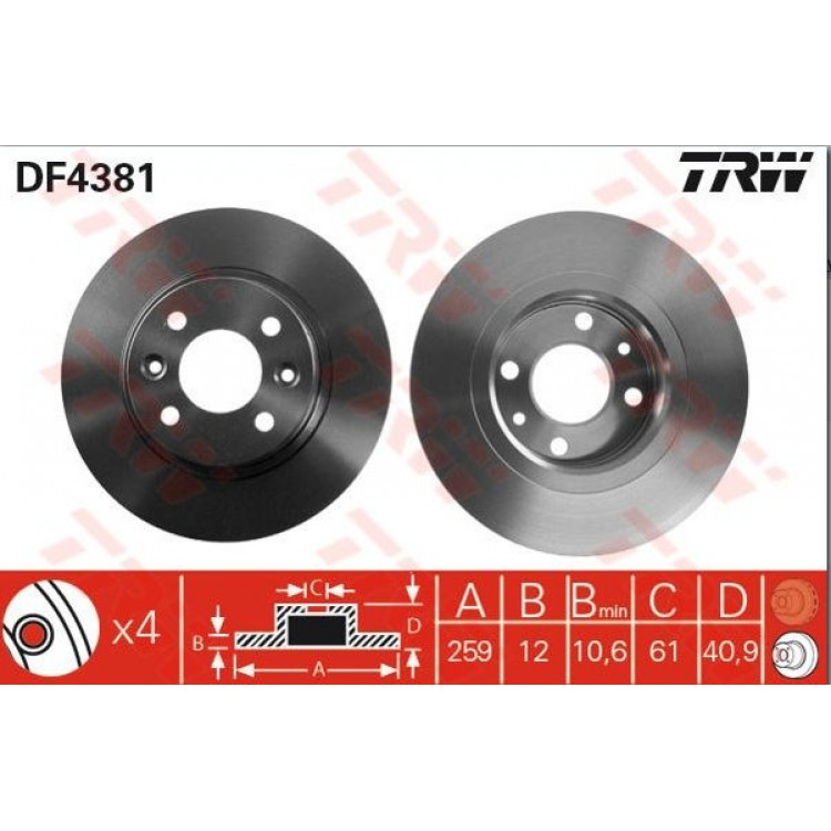 BENDİX 562293B | DİSK FREN AYNASI ÖN 562293B LOGAN 1.4 1.6 HAVASIZ (259MM) 4BİJON