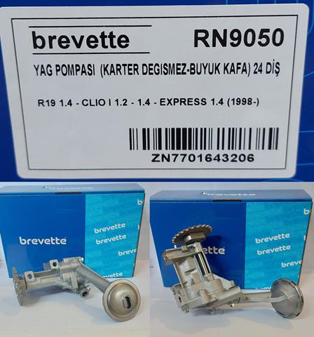 BREVETTE RN9050 | YAĞ POMPASI RN9050 R19 1.4 CLIO I 1.2 1.4 EXPRESS 1.4 24DİŞ KARTER DEGISMEZ-BUYUK KAFA 24DİŞ KARTER DEGISMEZ-BUYUK KAFA