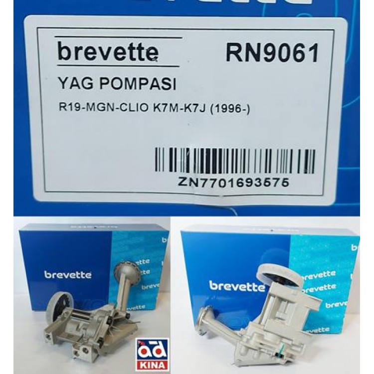 BREVETTE RN9061 | YAĞ POMPASI RN9061 R19 MEGANE CLIO K7M K7J