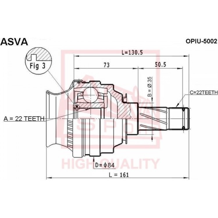 ELİTCAR AKS-0130 | AKS KAFASI İÇ AKS0130 VECTRA A 1.4 22X22X35 UZUNLUK 130,6mm 88-95 ELİTCAR AKS-0130 | AKS KAFASI İÇ AKS0130 VECTRA A 1.4 22X22X35 UZUNLUK 130,6mm 88-95