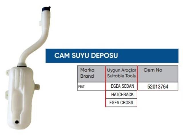 ELİTEAUTO 52013764 | CAM YIKAMA SU DEPOSU 52013764 EGEA (GENİŞ TİP) ELİTEAUTO 52013764 | CAM YIKAMA SU DEPOSU 52013764 EGEA (GENİŞ TİP)