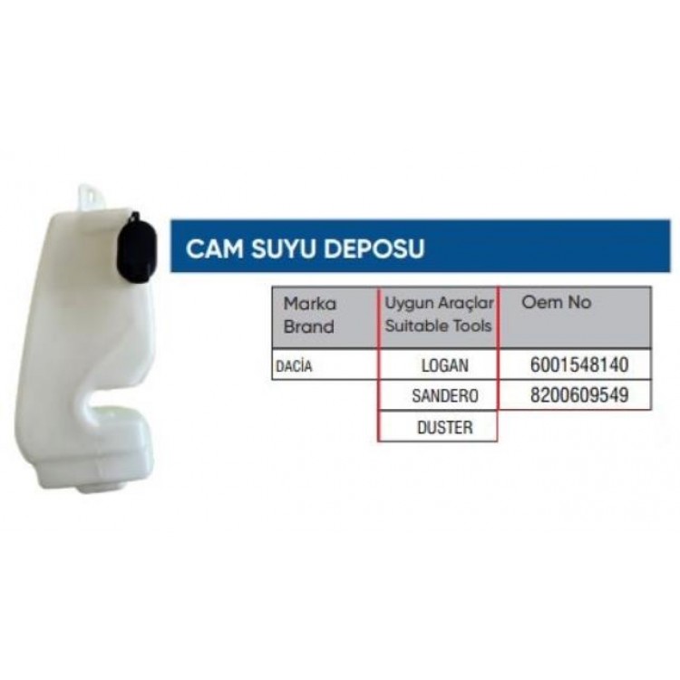 ELİTEAUTO 6001548140 | CAM YIKAMA SU DEPOSU 6001548140 LOGAN SANDERO DUSTER