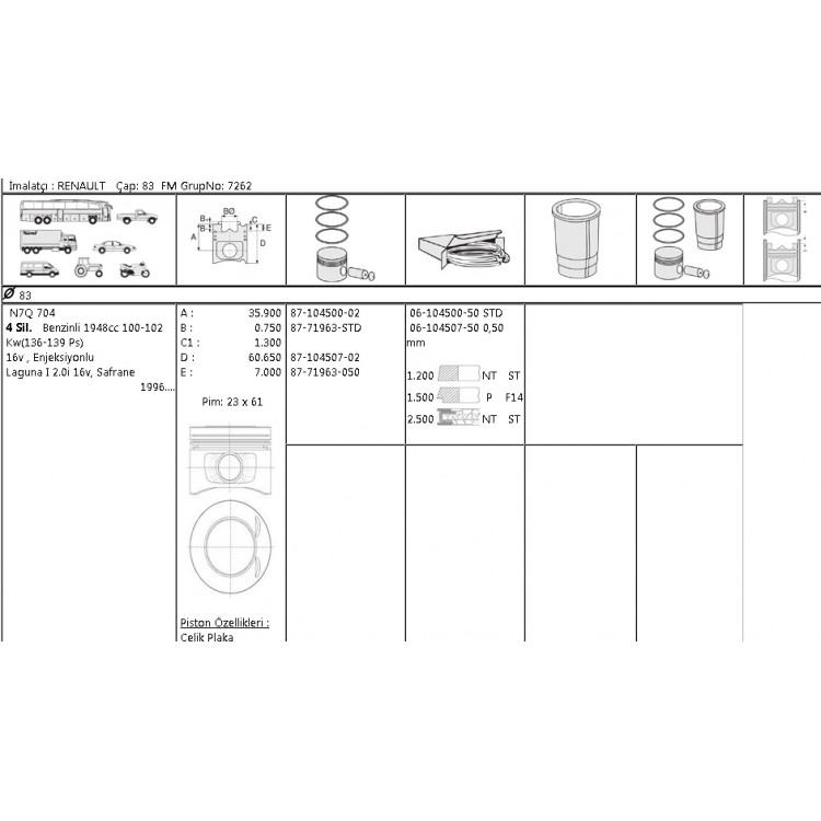 ISS 61045005G | MOTOR SEGMANI 61045005 STD LAGUNA-I 2.0-16V N7Q