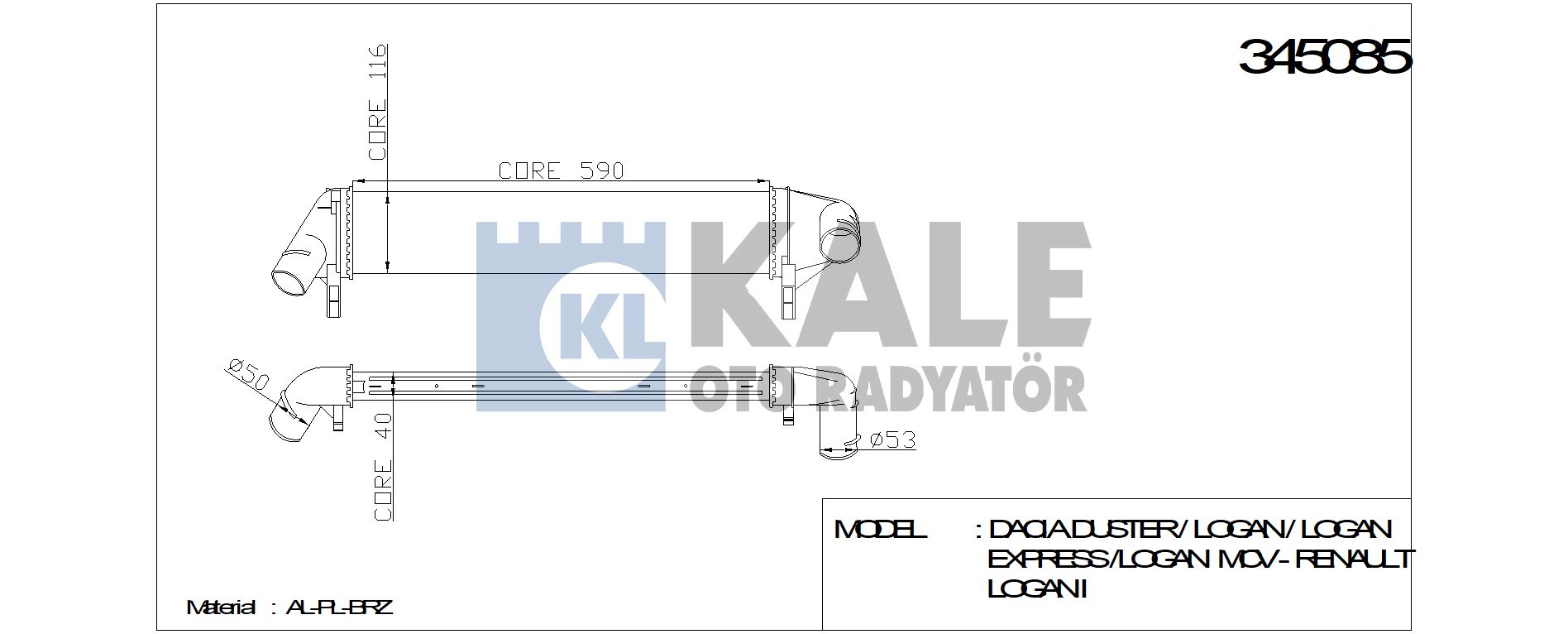 KALE 345085 | TURBO RADYATÖRÜ 345085 DUSTER (09-) LOGAN MCV 1.5DCI (K9K) SANDERO KALE 345085 | TURBO RADYATÖRÜ 345085 DUSTER (09-) LOGAN MCV 1.5DCI (K9K) SANDERO