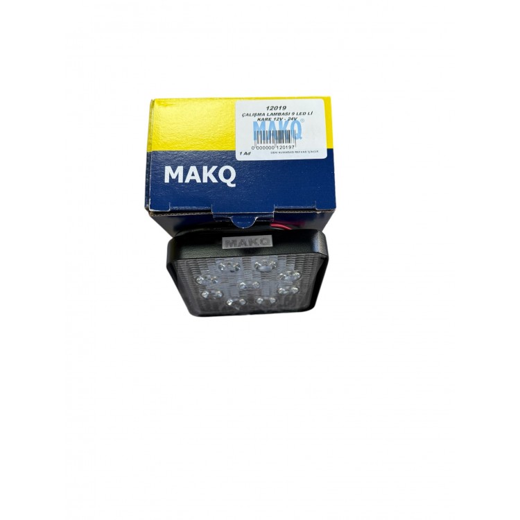 MAKQ 12019 | ÇALIŞMA LAMBASI 12019 9 LED Lİ KARE 12V - 24V MAKQ 12019 | ÇALIŞMA LAMBASI 12019 9 LED Lİ KARE 12V - 24V