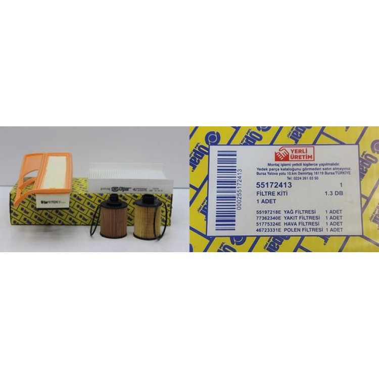OPAR 55172413 | FİLTRE SETİ 55172413 PALIO ALBEA DOBLO I II 1.3MTJ OPAR 55172413 | FİLTRE SETİ 55172413 PALIO ALBEA DOBLO I II 1.3MTJ