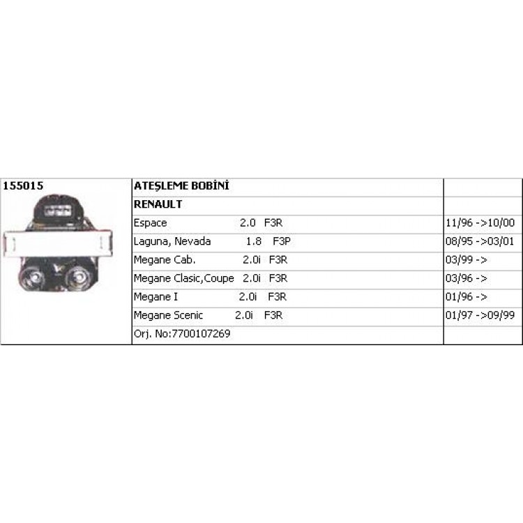 UNUVAR 155015-2 | BOBİN 155015 ESPACE LAGUNA NEVADA MEGANE