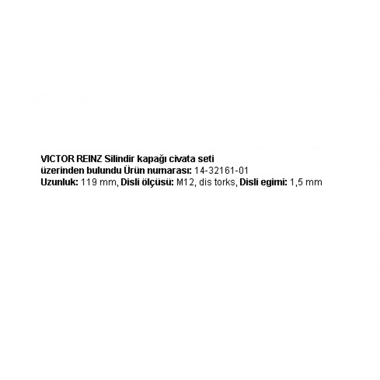 VICTOR REINZ 14-32161-01 | SİLİNDİR KAPAK SAPLAMASI 143216101 KANGO CLIO MEGANE 1.9 F8Q VICTOR REINZ 14-32161-01 | SİLİNDİR KAPAK SAPLAMASI 143216101 KANGO CLIO MEGANE 1.9 F8Q