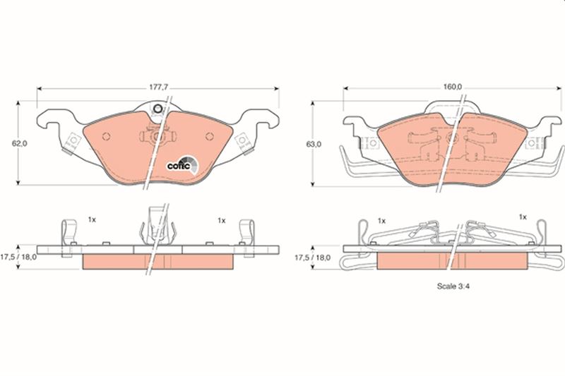 TRW GDB1351 | FREN BALATASI ON WVA 23063 (OPEL) ASTRA G 1.2 1.4 1.6 1.7TD (98 -)